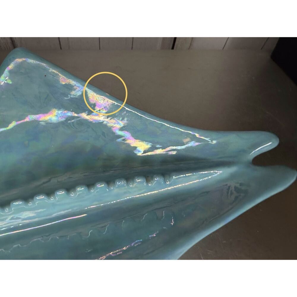 Vintage MCM Blue Opalescent Glaze Atomic Retro Ashtray Unique 70s Trinket Tray - Picture 4 of 7